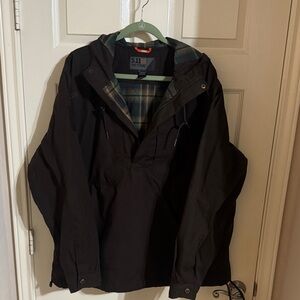 5.11 Tactical Black Hooded Shirt Jacket with Plaid Lining